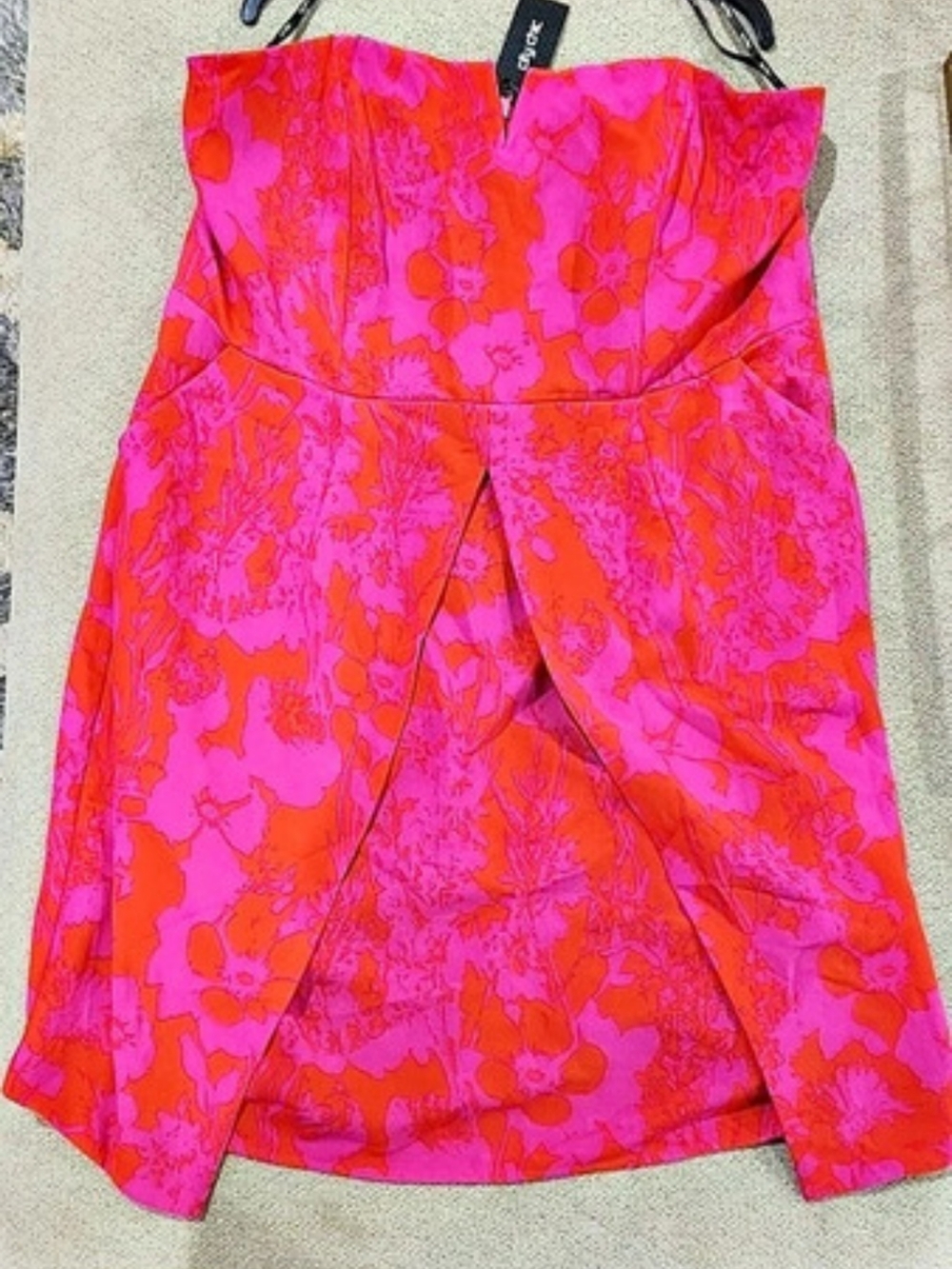 City Chic Floral Mini Dress in Pink & Orange